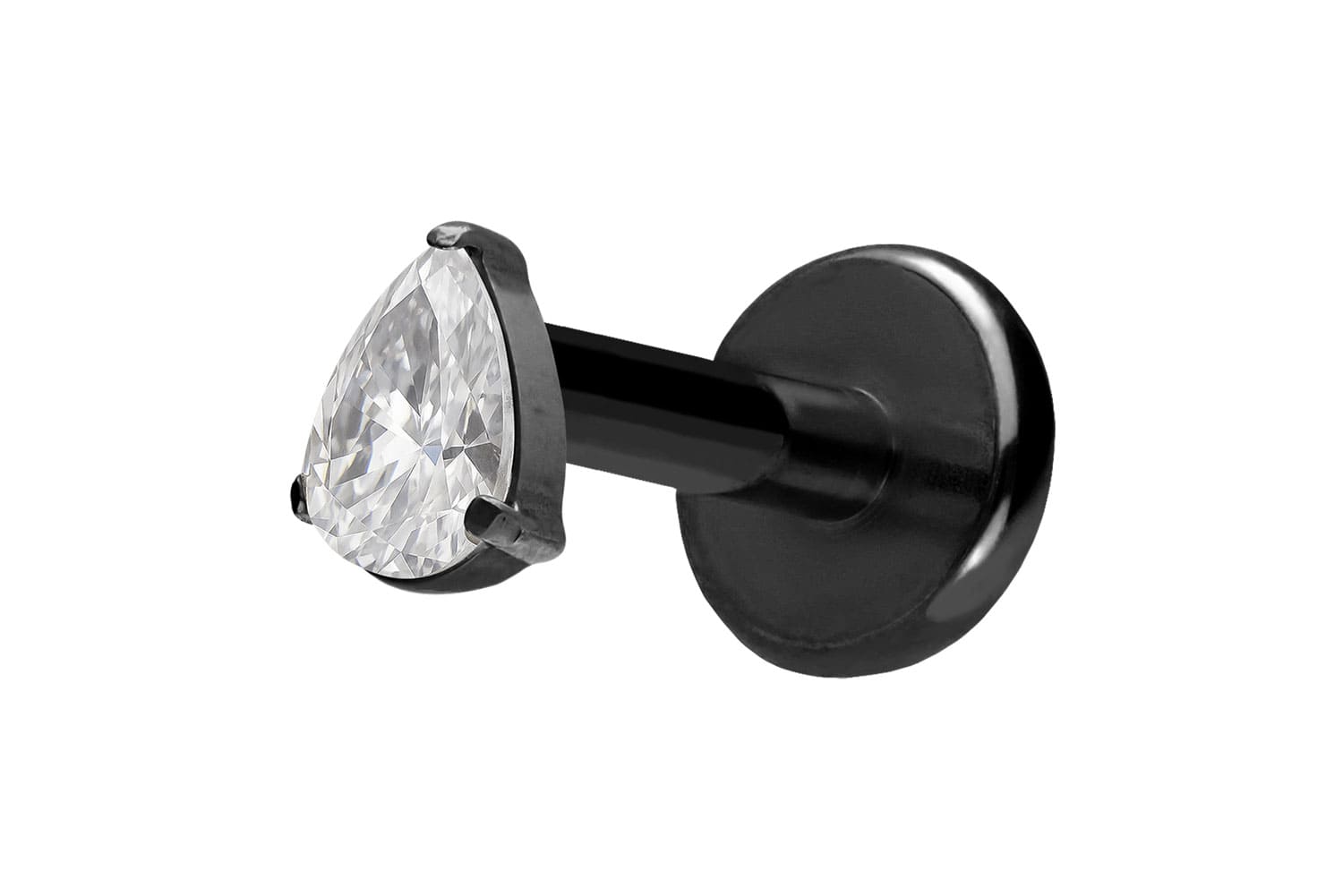 Titan Labret Piercing mit Push Fit KRISTALLTROPFEN